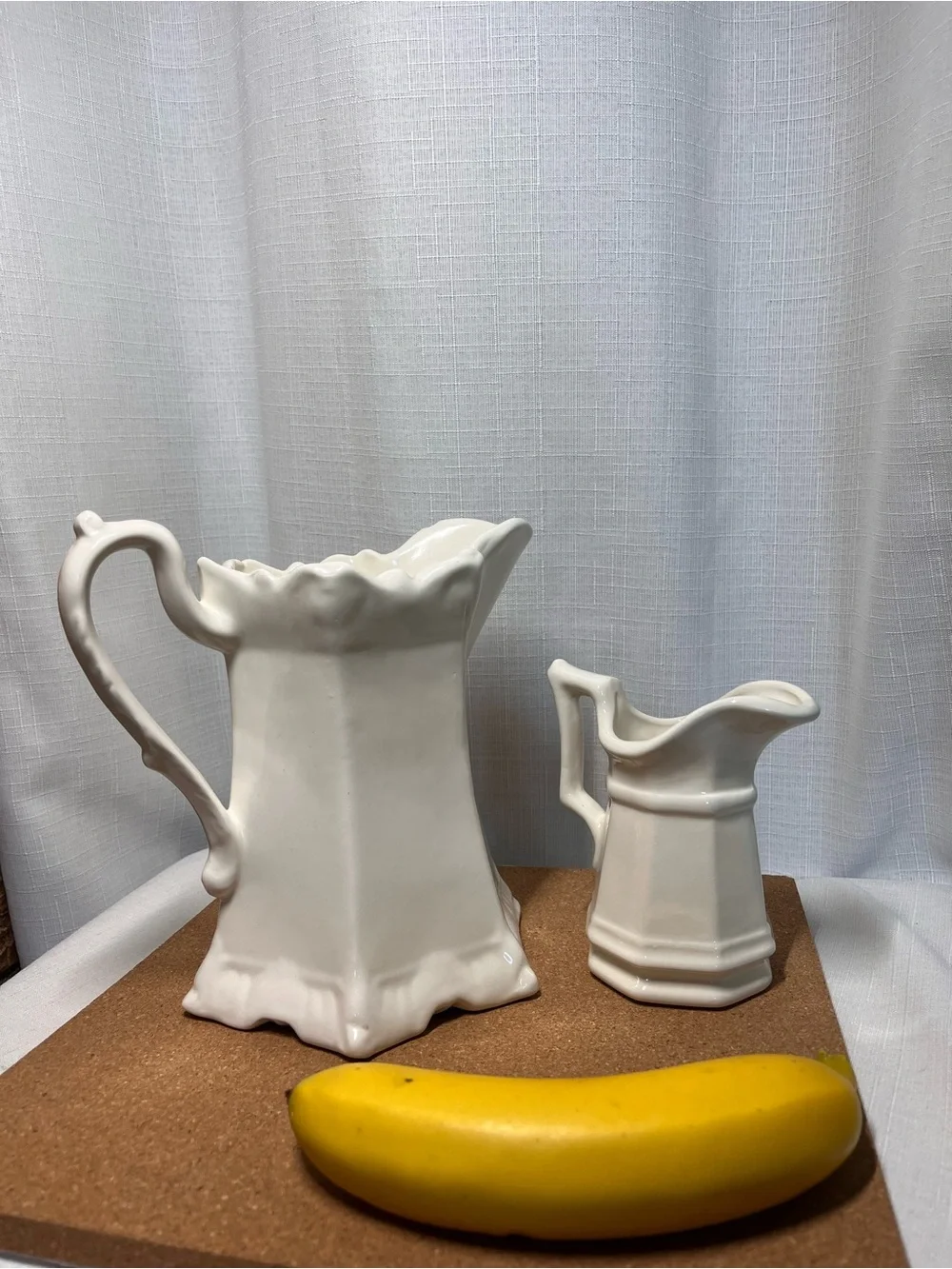 Handmade Signed White Pottery Pitcher Vase Rustic Farmhouse Creamer 8” Ceramic